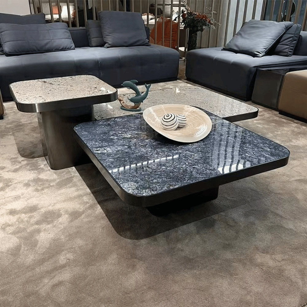 HT67 Modern Sintered Stone Square Coffee Side Table Combo