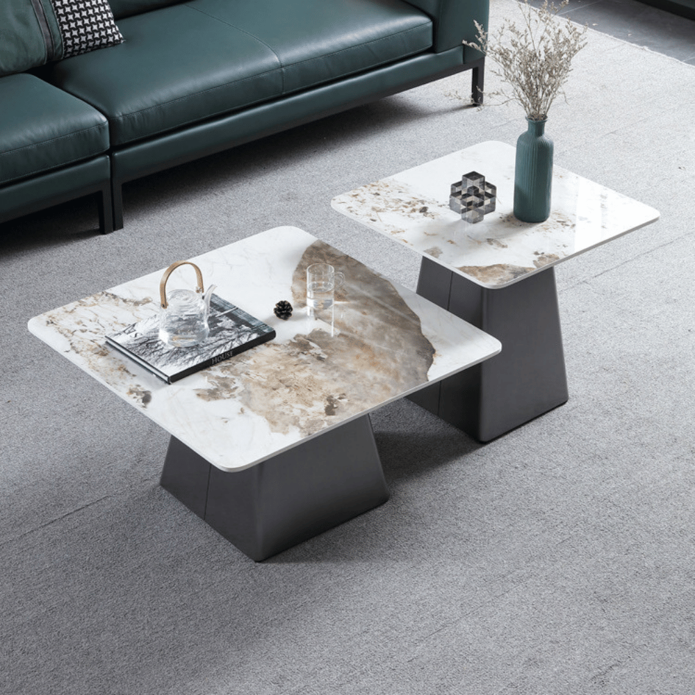 HT69 Sintered Stone Square Coffee Side Table Combo