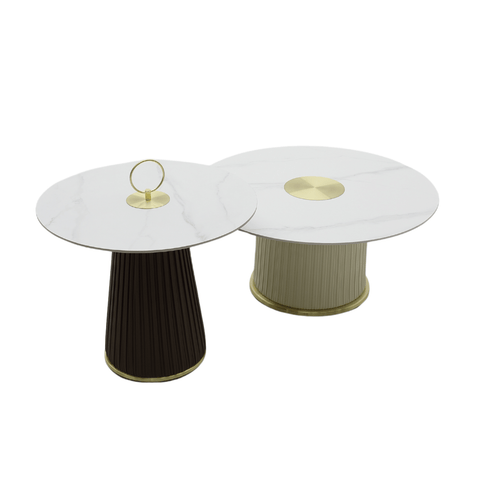 HT70 Modern Sintered Stone Round Coffee Side Table Combo