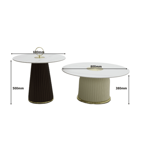 HT70 Modern Sintered Stone Round Coffee Side Table Combo