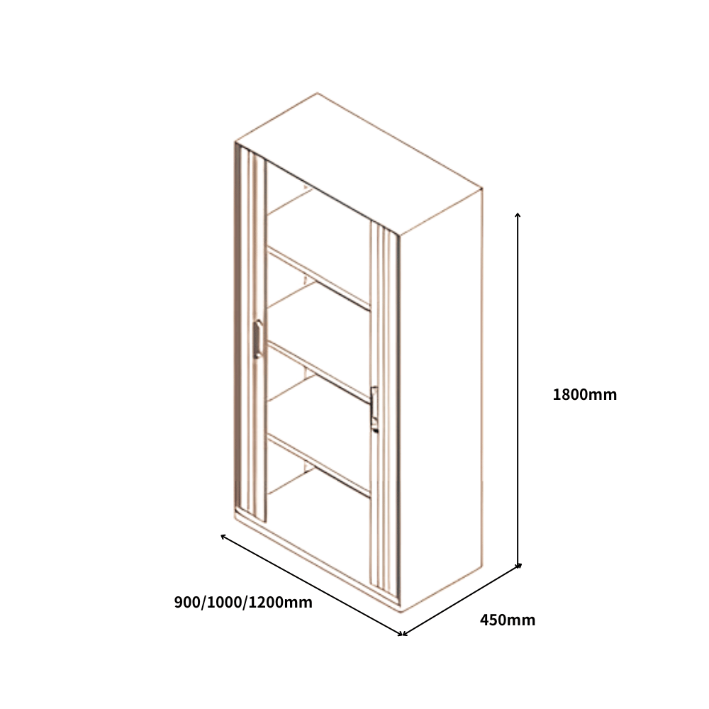 HTC Slim Edged Double Roller Shutter Tambour Door Steel Filing Cabinet with Metal Handle - Gavisco Office Furniture