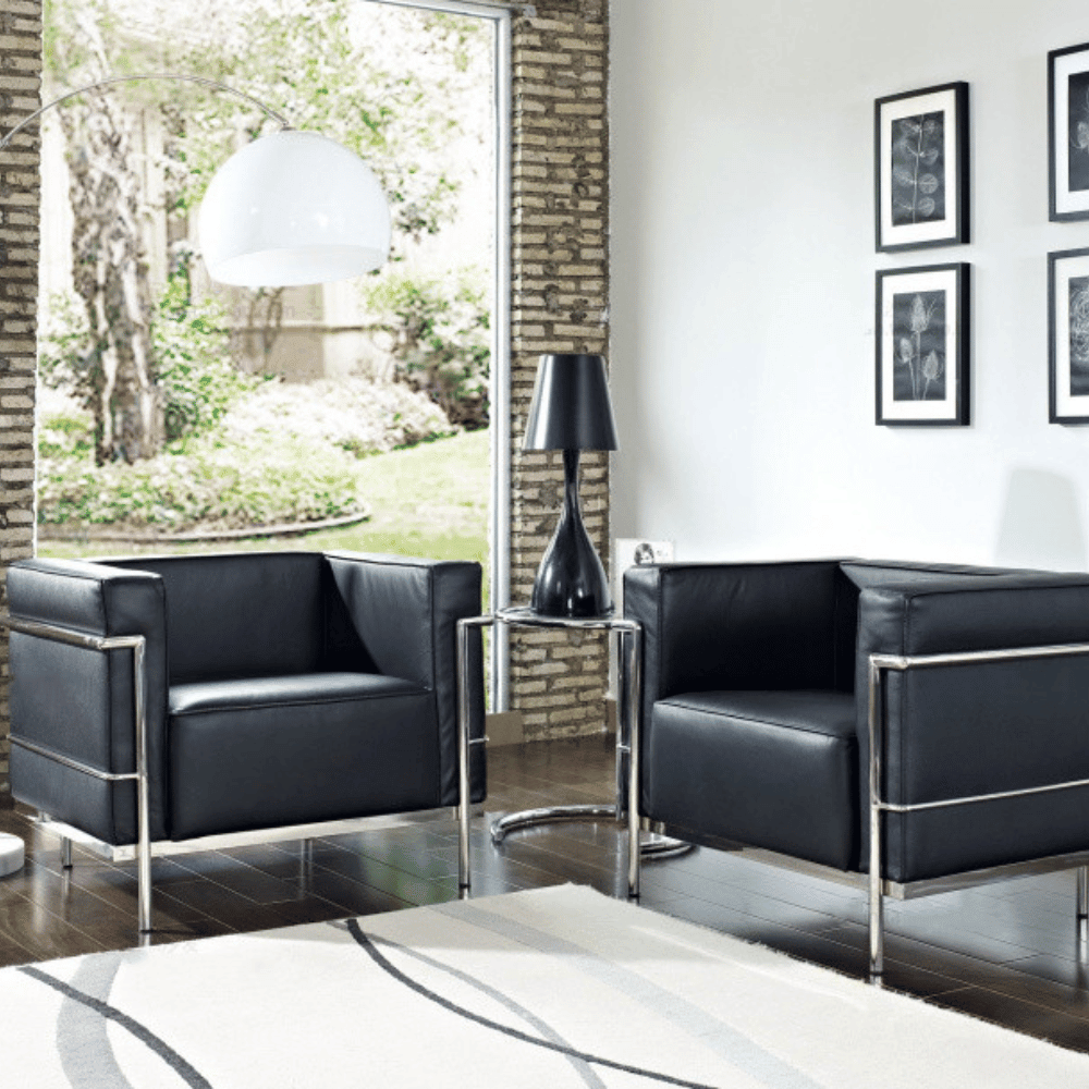 LC2 Single Seater Classic Office Leather Lounge Sofa Armchair - Gavisco Office Furniture