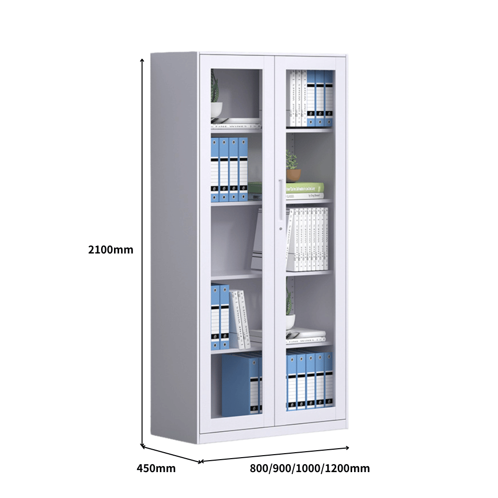 MDG Office Double Swing Glass Door Steel Filing Cabinet Bookcase - Gavisco Office Furniture