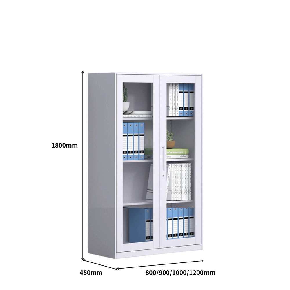 MDG Office Double Swing Glass Door Steel Filing Cabinet Bookcase - Gavisco Office Furniture