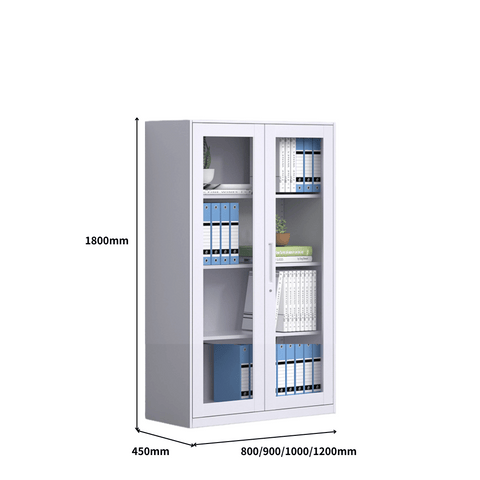 MDG Office Double Swing Glass Door Steel Filing Cabinet Bookcase - Gavisco Office Furniture