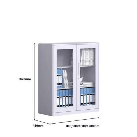 MDG Office Double Swing Glass Door Steel Filing Cabinet Bookcase - Gavisco Office Furniture