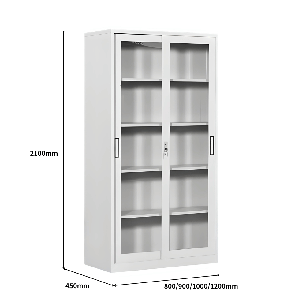 MSG Office Double Sliding Glass Door Steel Filing Cabinet Bookcase - Gavisco Office Furniture