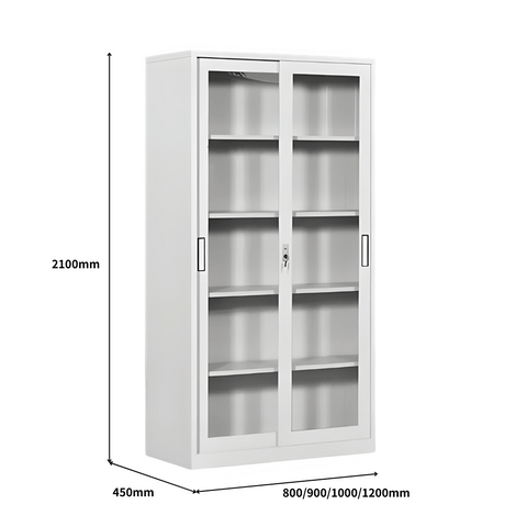 MSG Office Double Sliding Glass Door Steel Filing Cabinet Bookcase - Gavisco Office Furniture