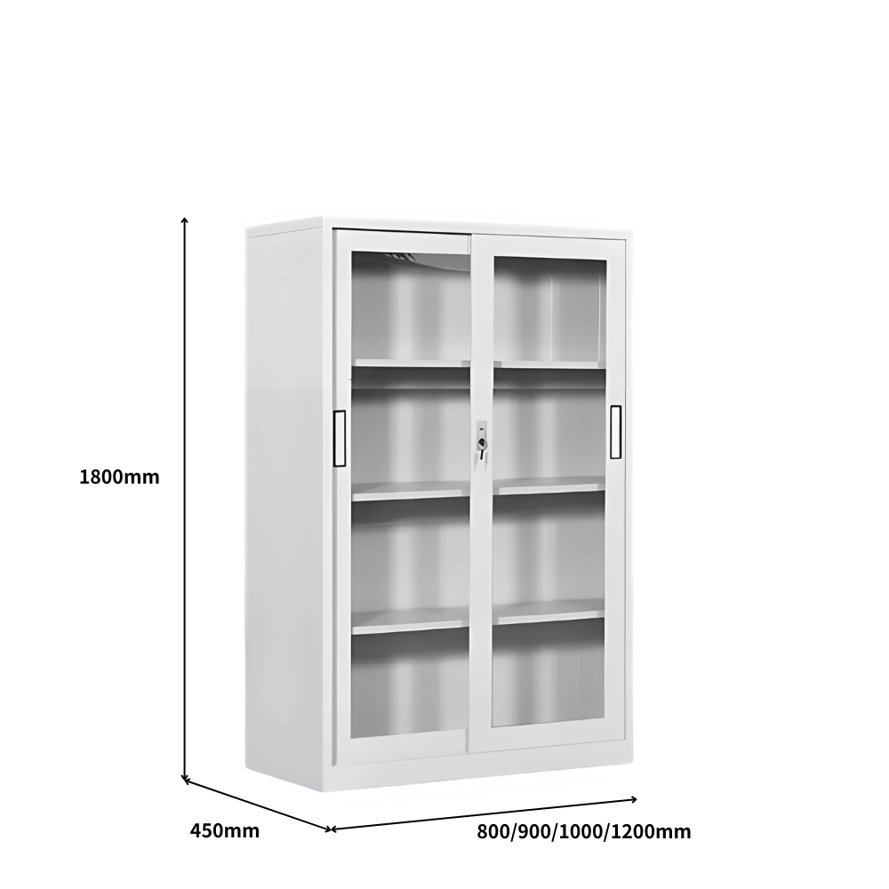 MSG Office Double Sliding Glass Door Steel Filing Cabinet Bookcase - Gavisco Office Furniture