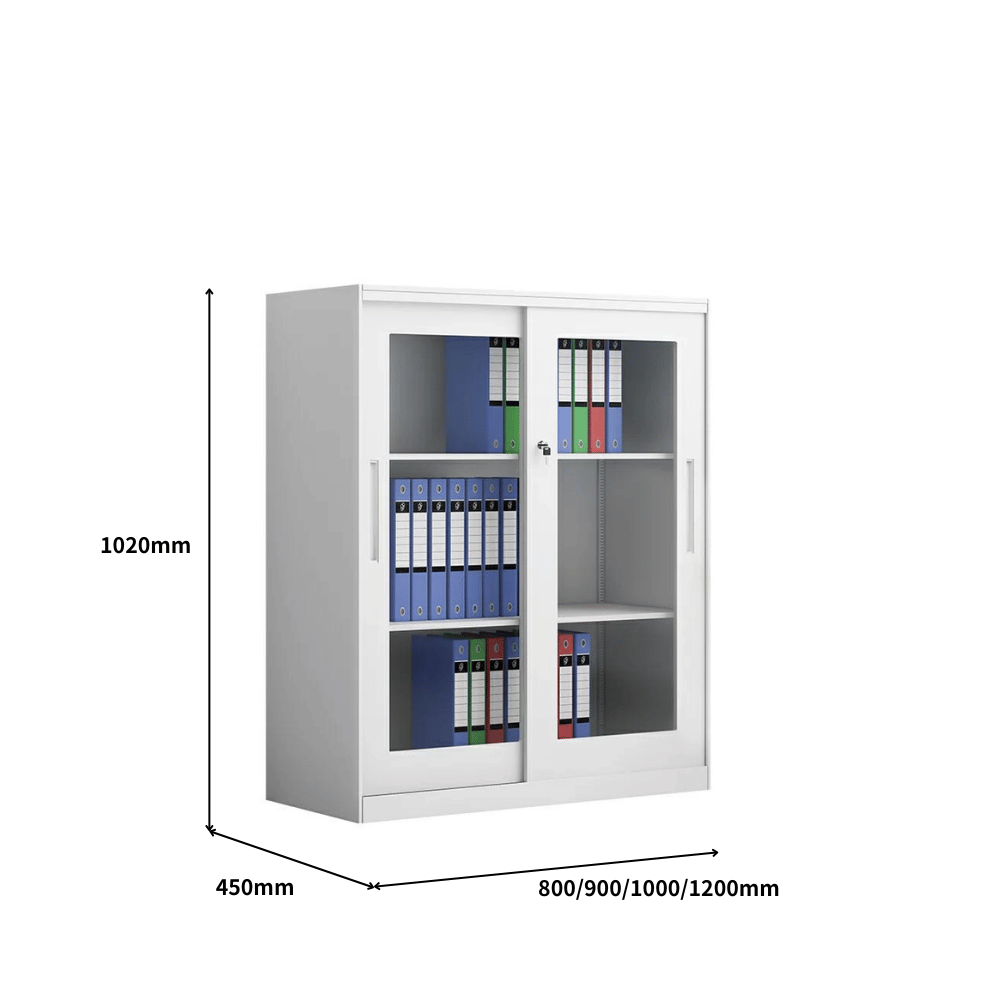 MSG Office Double Sliding Glass Door Steel Filing Cabinet Bookcase - Gavisco Office Furniture