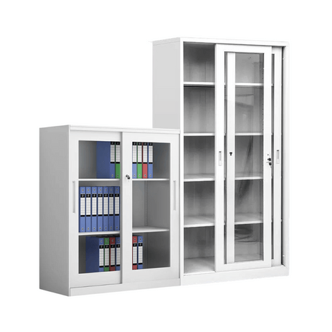 MSG Office Double Sliding Glass Door Steel Filing Cabinet Bookcase - Gavisco Office Furniture