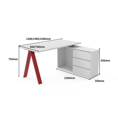 PEAK-B Metal Frame Modular Office Workstation Desk with Side Storage Cabinet