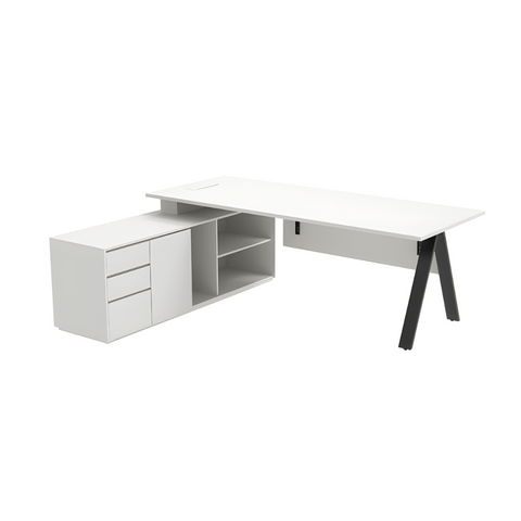 PEAK Metal Frame Manager Executive Desk with Side Storage Cabinet