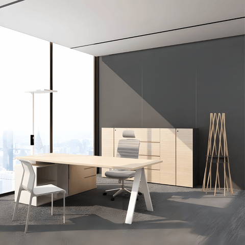 PEAK Metal Frame Manager Executive Desk with Side Storage Cabinet