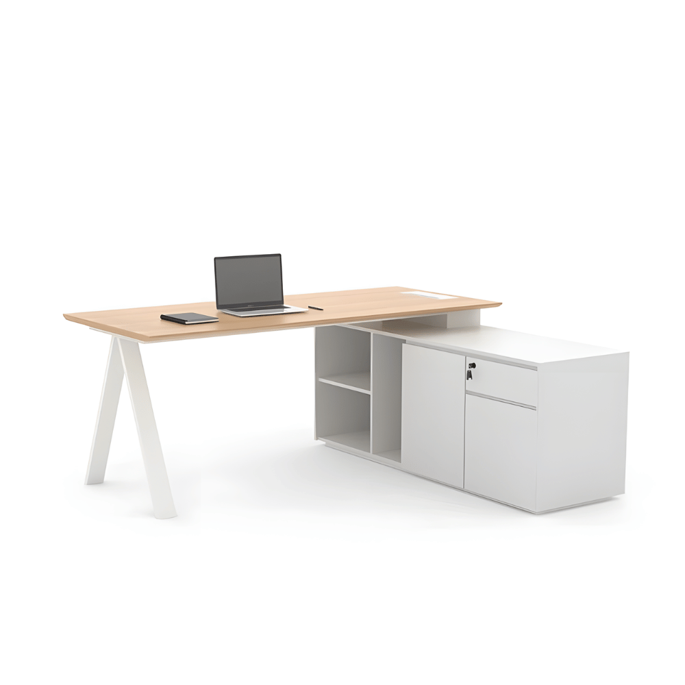 PEAK Metal Frame Manager Executive Desk with Side Storage Cabinet