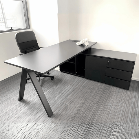 PEAK Metal Frame Manager Executive Desk with Side Storage Cabinet