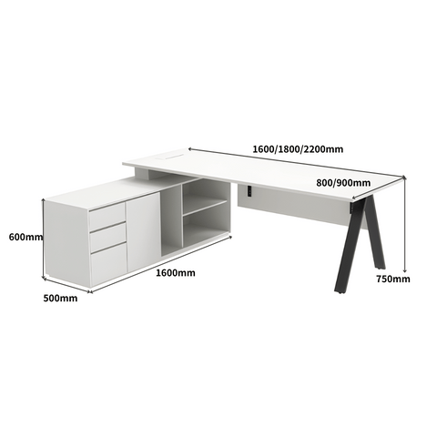 PEAK Metal Frame Manager Executive Desk with Side Storage Cabinet