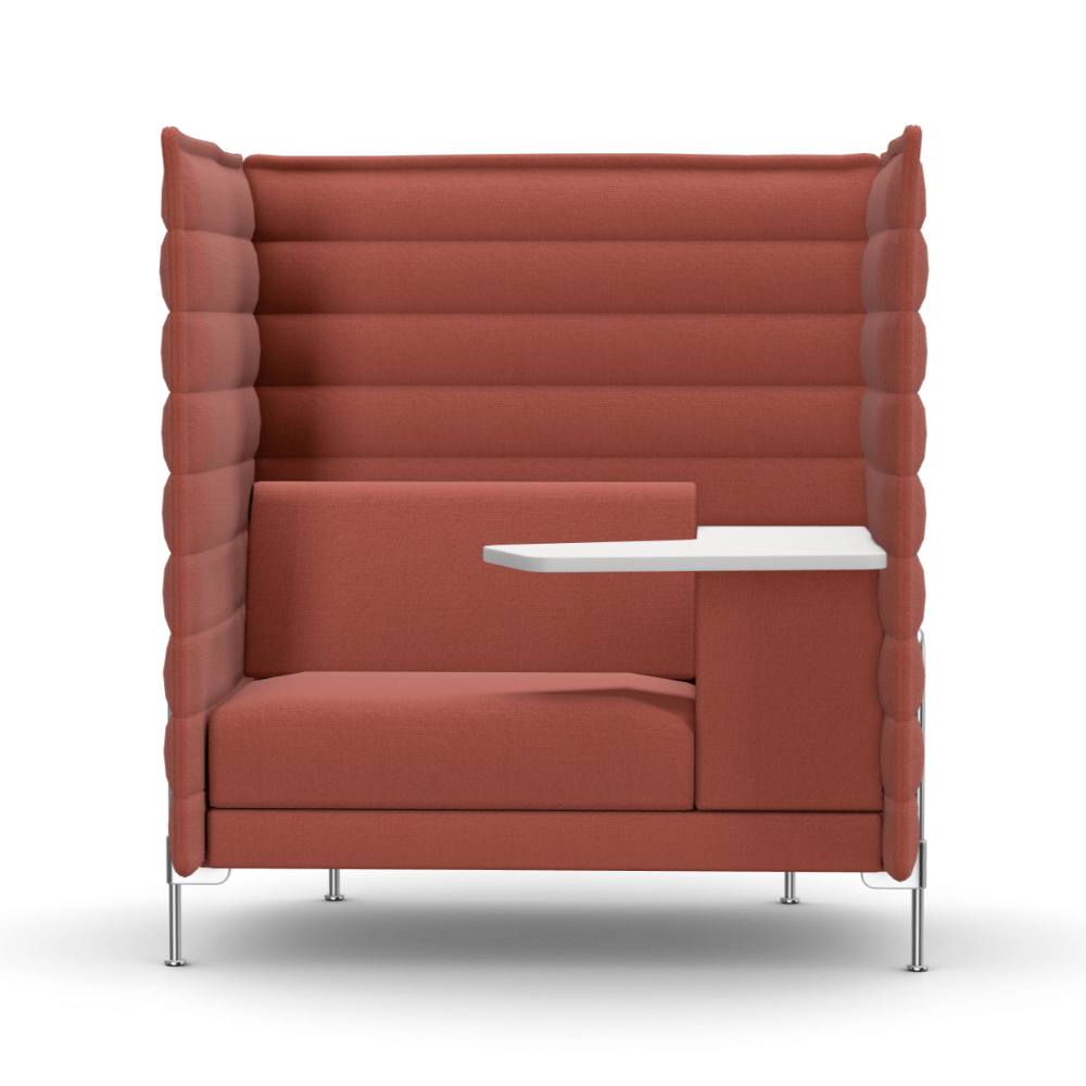 Alcove Single Seater Acoustic Privacy Lounge High Back Sofa Booth with Side Table