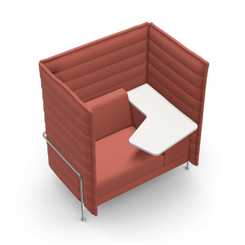 Alcove Single Seater Acoustic Privacy Lounge High Back Sofa Booth with Side Table