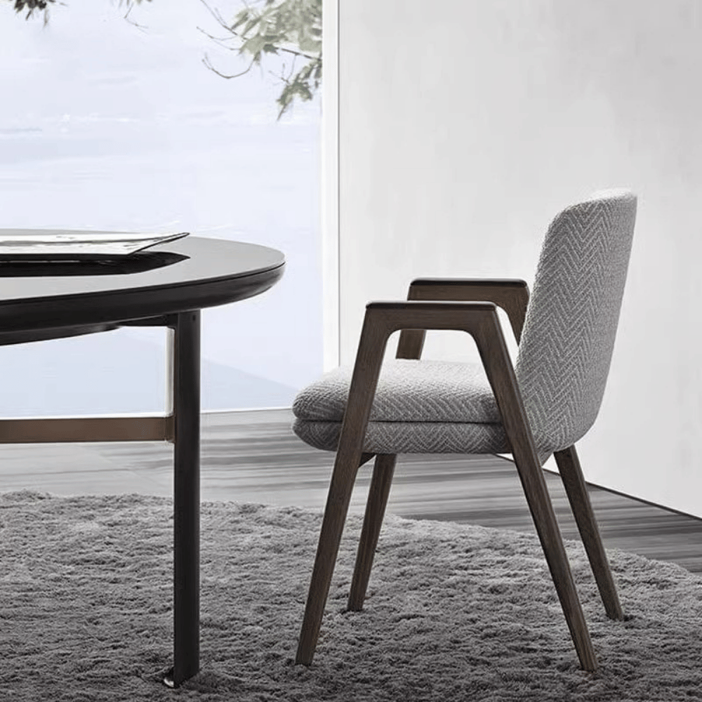 Alexie Fabric Upholstered Solid Wood Dining Armchair