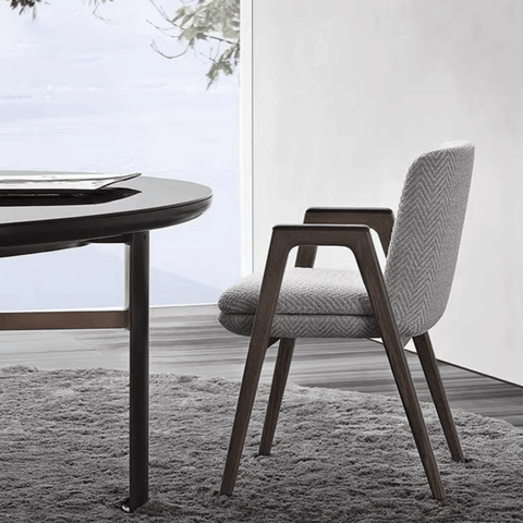 Alexie Fabric Upholstered Solid Wood Dining Armchair