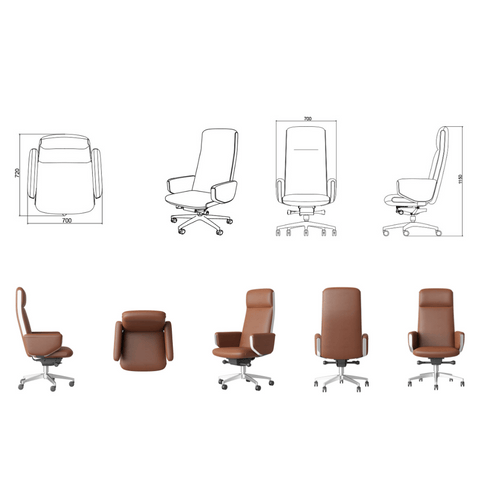 Almond High Back Office Leather Executive Chair