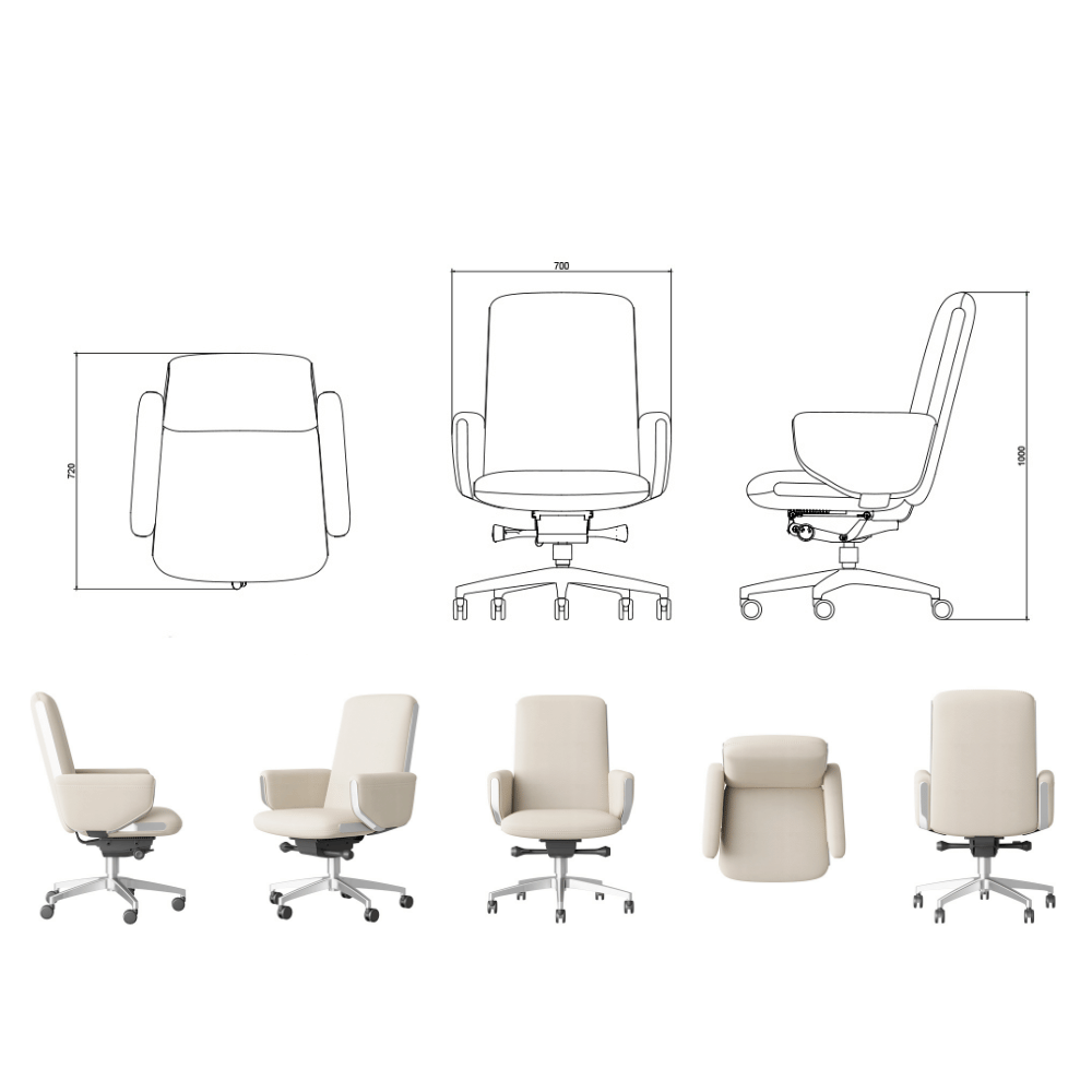 Almond-M Mid Back Office Leather Executive Chair