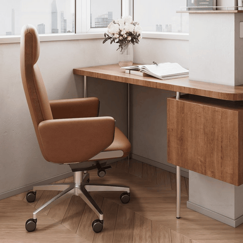 Almond High Back Office Leather Executive Chair