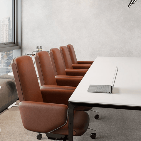 Almond-M Mid Back Office Leather Executive Chair