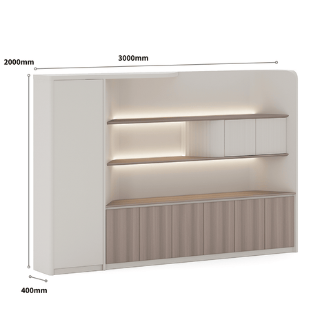 Anders-A Executive Office Wooden Open Display Shelf Cabinet