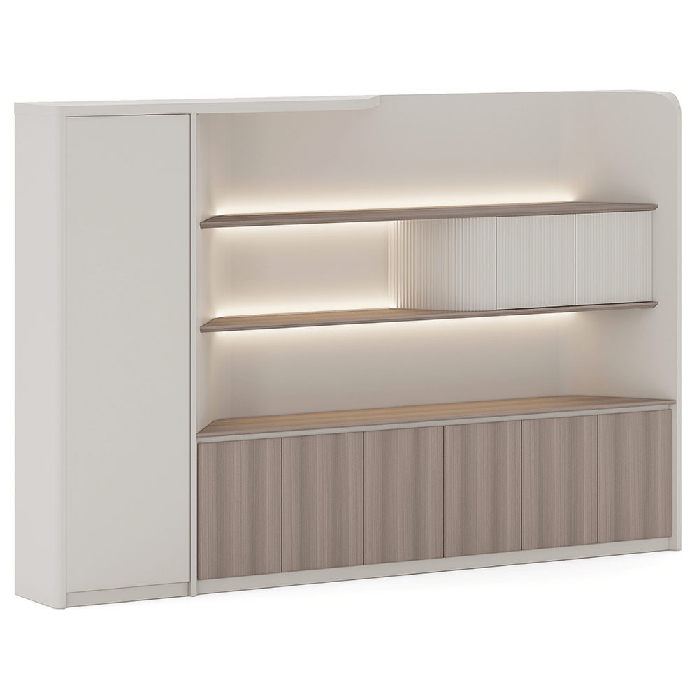 Anders-A Executive Office Wooden Open Display Shelf Cabinet