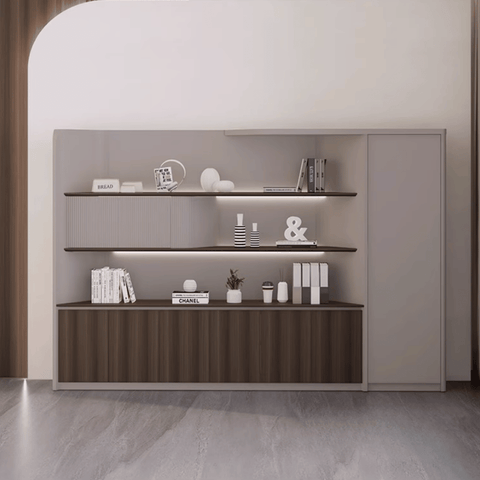 Anders-A Executive Office Wooden Open Display Shelf Cabinet