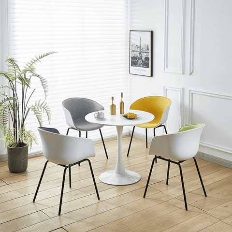 Arlo-B Modern Minimalistic Fabric Upholstered Plastic Dining Chair