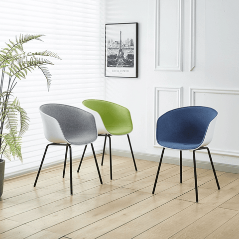 Arlo-B Modern Minimalistic Fabric Upholstered Plastic Dining Chair