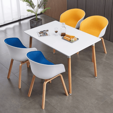 Arlo-B Modern Minimalistic Fabric Upholstered Plastic Dining Chair