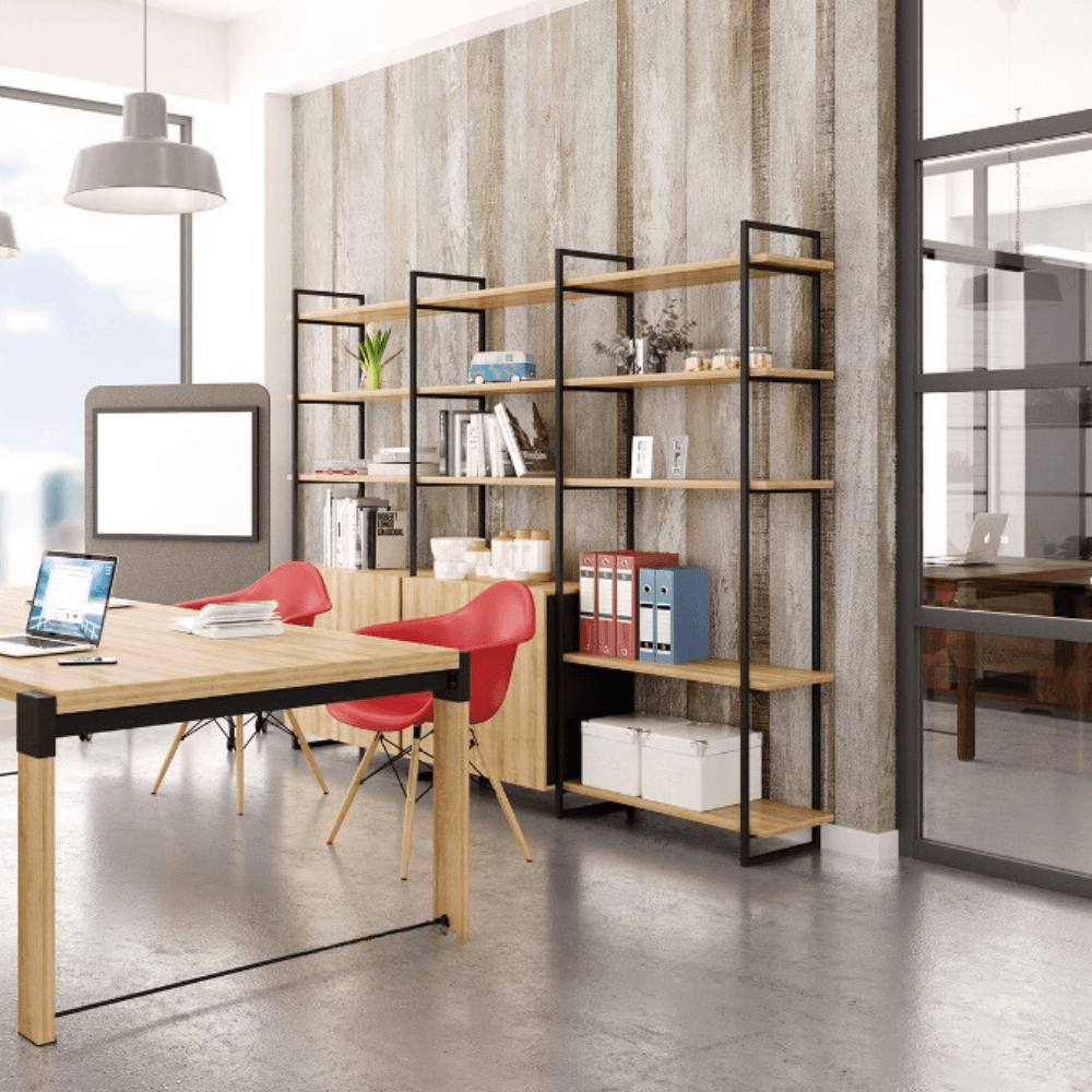 Array-B Steel Frame Wooden Open Display Rack Selves Bookcase - Gavisco Premium Office Furniture