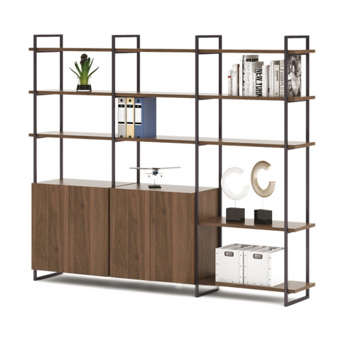 Array-B Steel Frame Wooden Open Display Rack Selves Bookcase - Gavisco Premium Office Furniture
