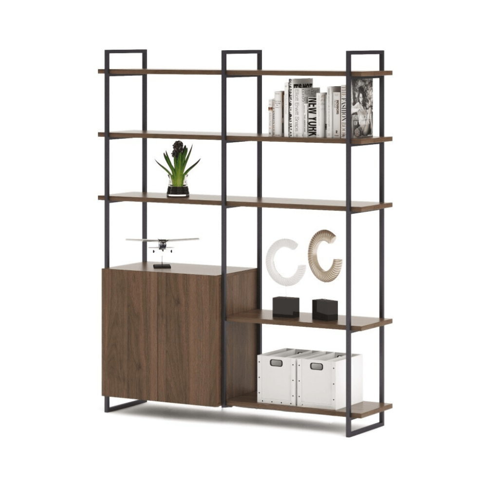 Array-B Steel Frame Wooden Open Display Rack Selves Bookcase - Gavisco Premium Office Furniture