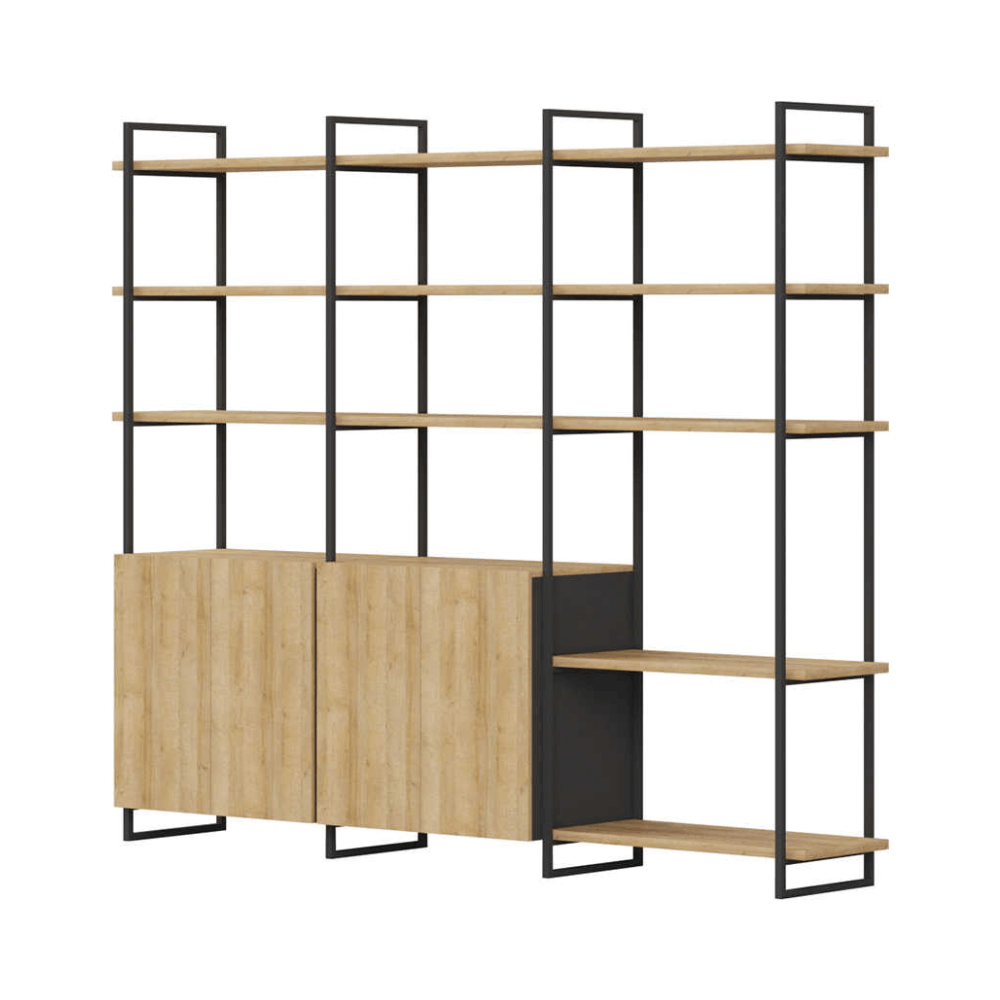 Array-B Steel Frame Wooden Open Display Rack Selves Bookcase - Gavisco Office Furniture