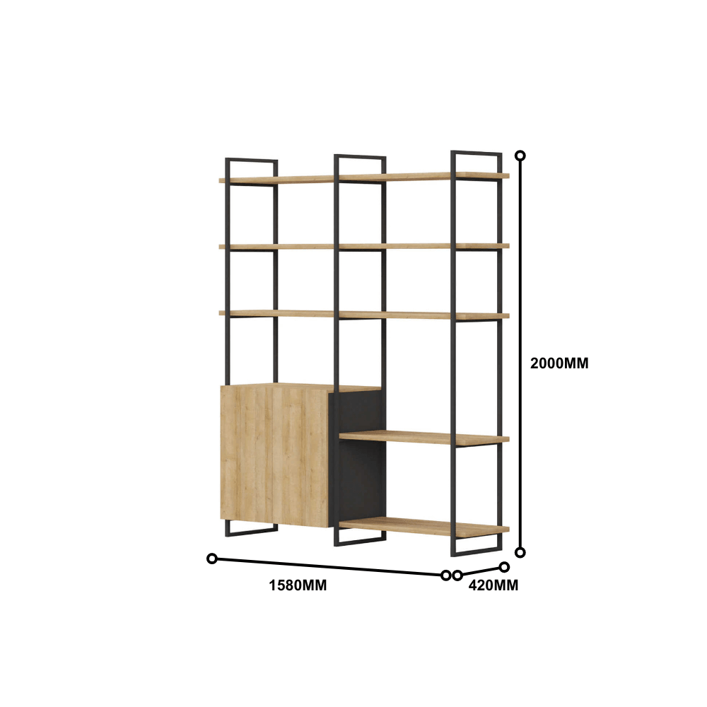 Array-B Steel Frame Wooden Open Display Rack Selves Bookcase - Gavisco Office Furniture