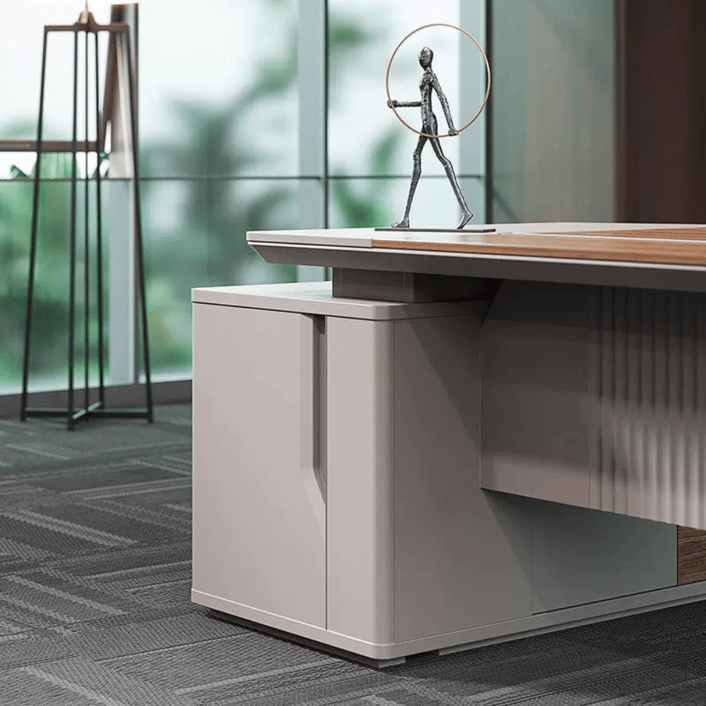 Astral-D Contemporary Small Wooden Executive Desk with Side Return Cabinet