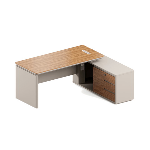 Astral-D Contemporary Small Wooden Executive Desk with Side Return Cabinet