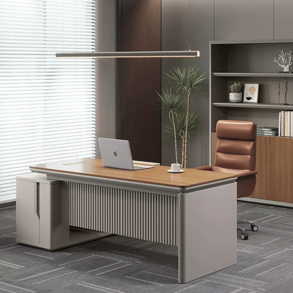 Astral-D Contemporary Small Wooden Executive Desk with Side Return Cabinet