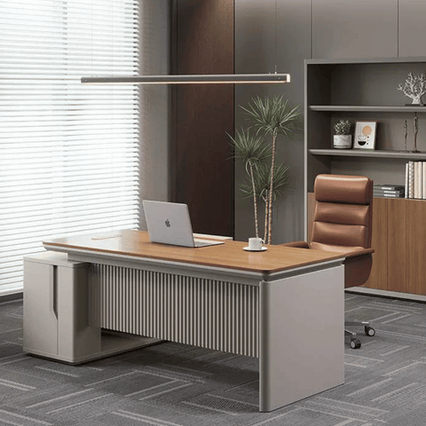 Astral-D Contemporary Small Wooden Executive Desk with Side Return Cabinet