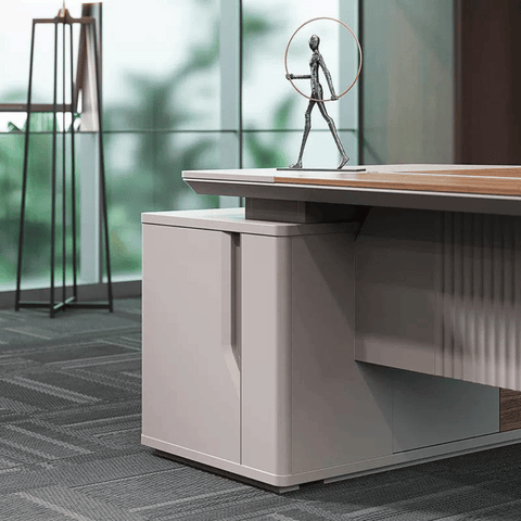 Astral-D Contemporary Small Wooden Executive Desk with Side Return Cabinet
