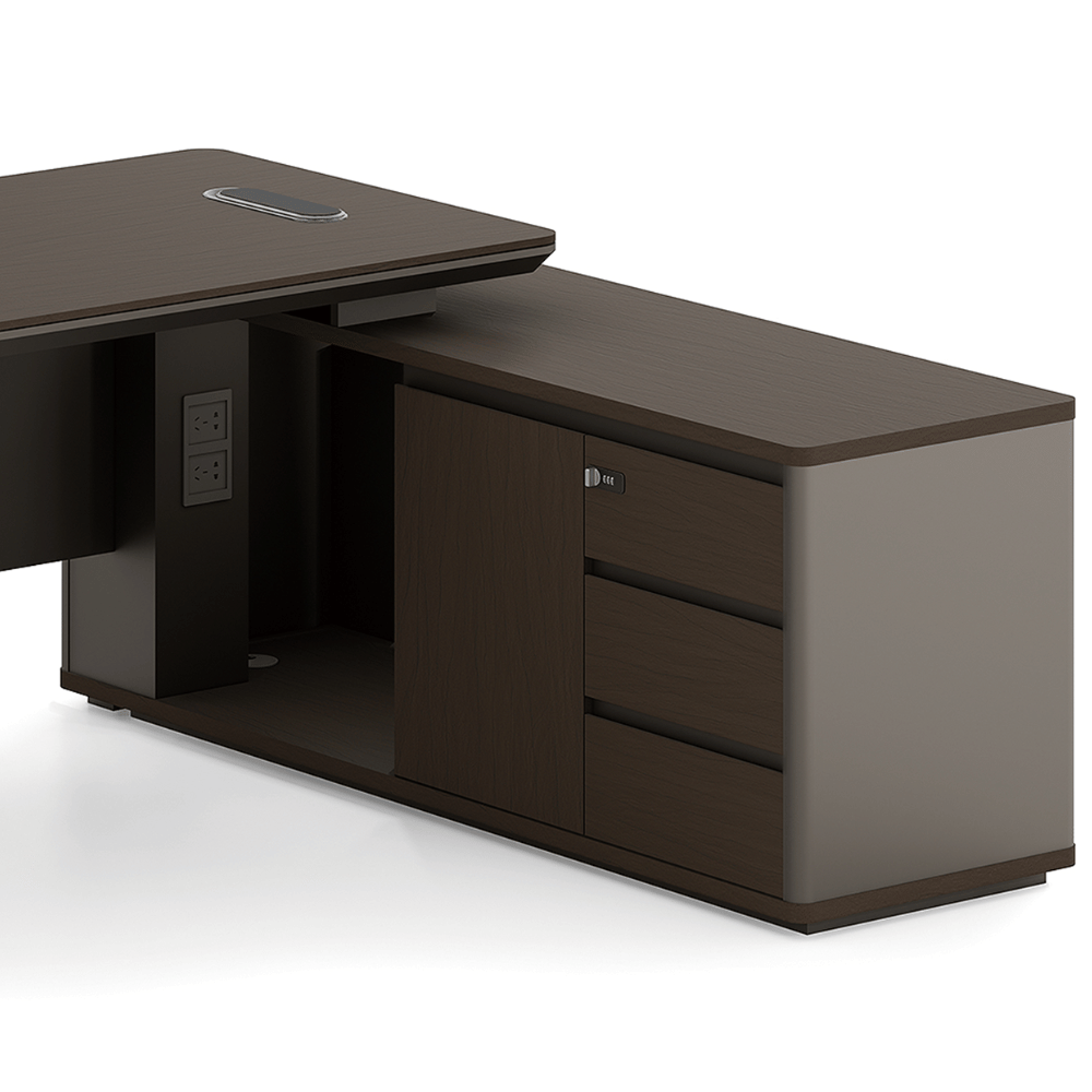 Astral-D Contemporary Small Wooden Executive Desk with Side Return Cabinet