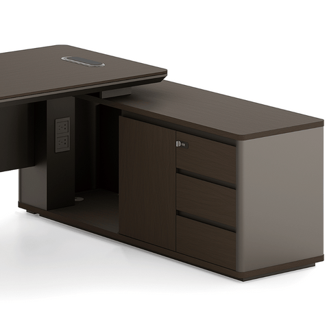 Astral-D Contemporary Small Wooden Executive Desk with Side Return Cabinet