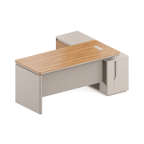 Astral-D Contemporary Small Wooden Executive Desk with Side Return Cabinet
