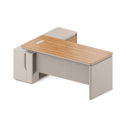 Astral-D Contemporary Small Wooden Executive Desk with Side Return Cabinet