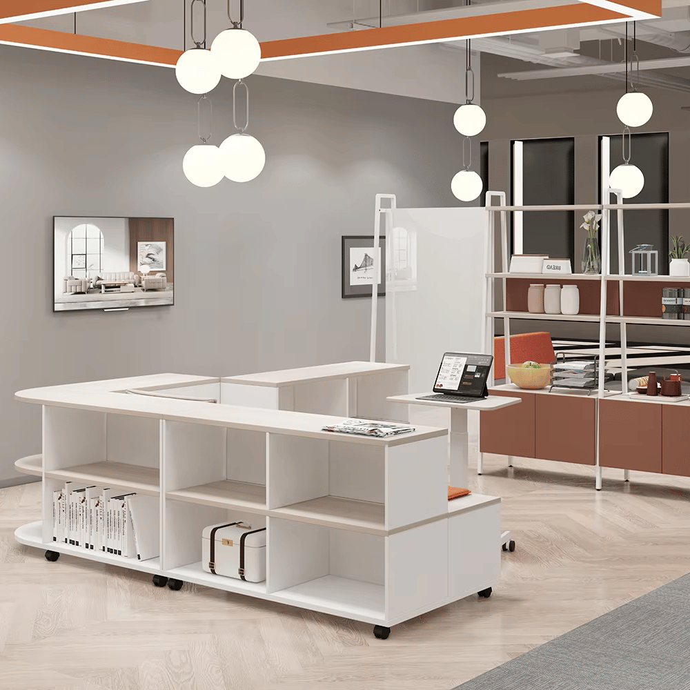 Athena School Library Wooden Mobile Ladder Cabinet Bookcase System